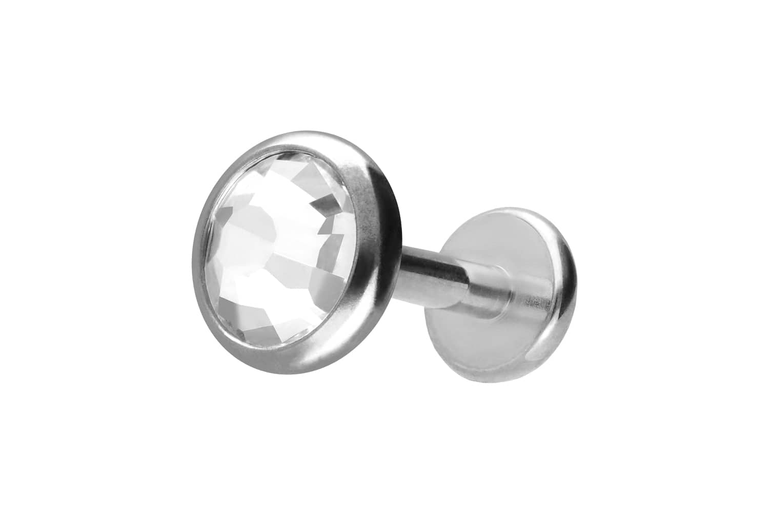 Titan Labret Piercing mit Innengewinde KRISTALLDISC